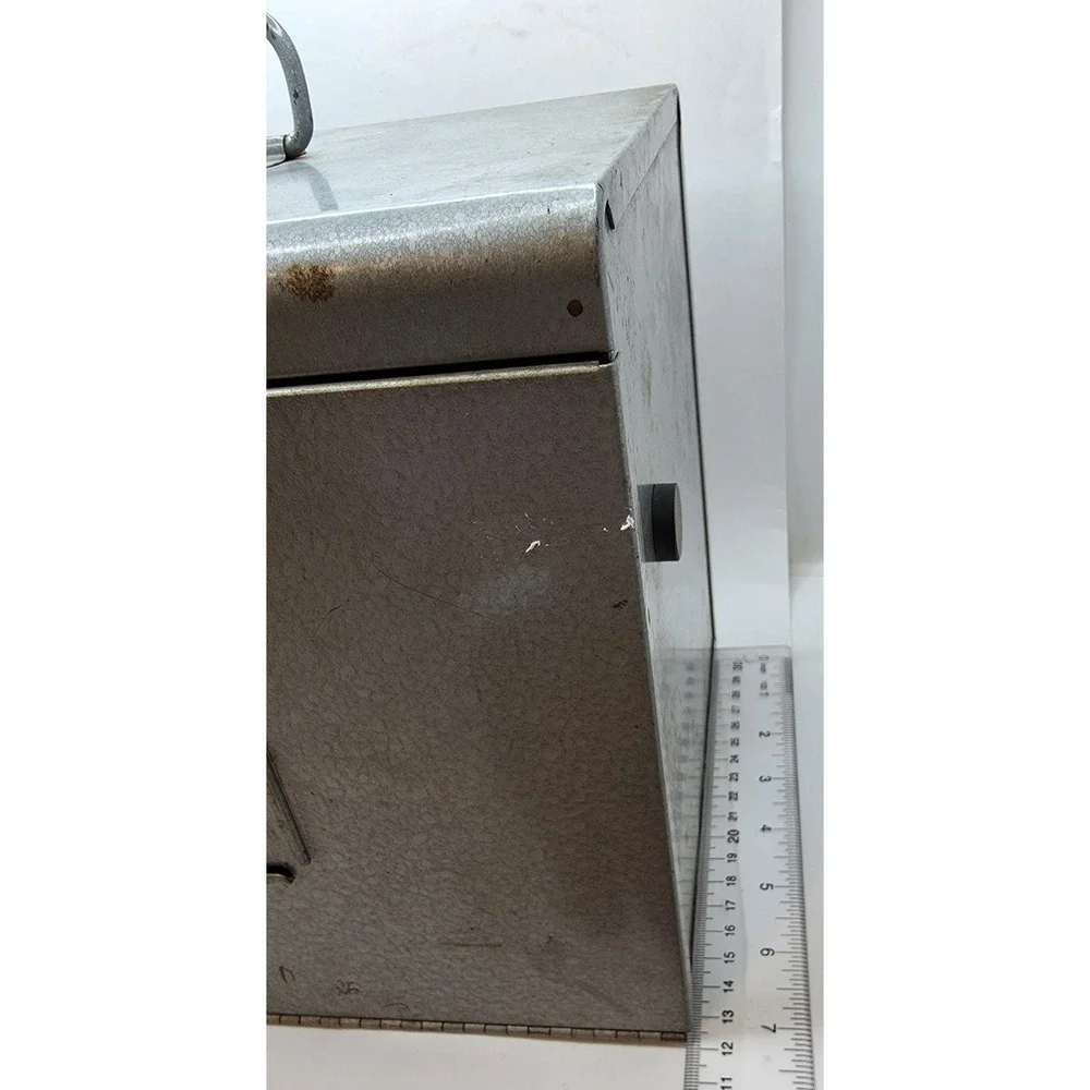 Vintage Brumberger Metal Slide Storage Case Gray Hammered Finish 3-Shelf Box